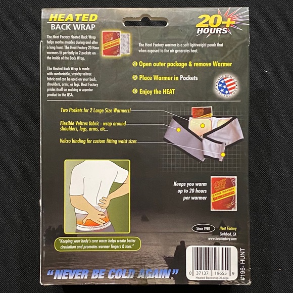 Heat Factory ~ Heated Back Wrap ~ Brand New! - Picture 4 of 4